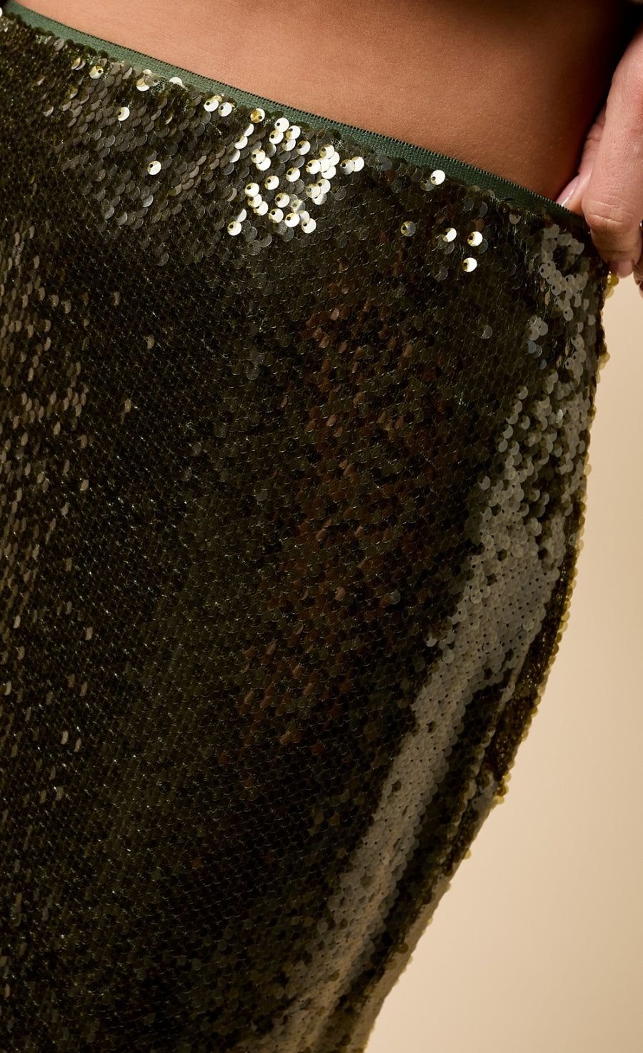 Little Mistress Little Mistress Women's Khaki Sequin Midaxi Skirt - 3