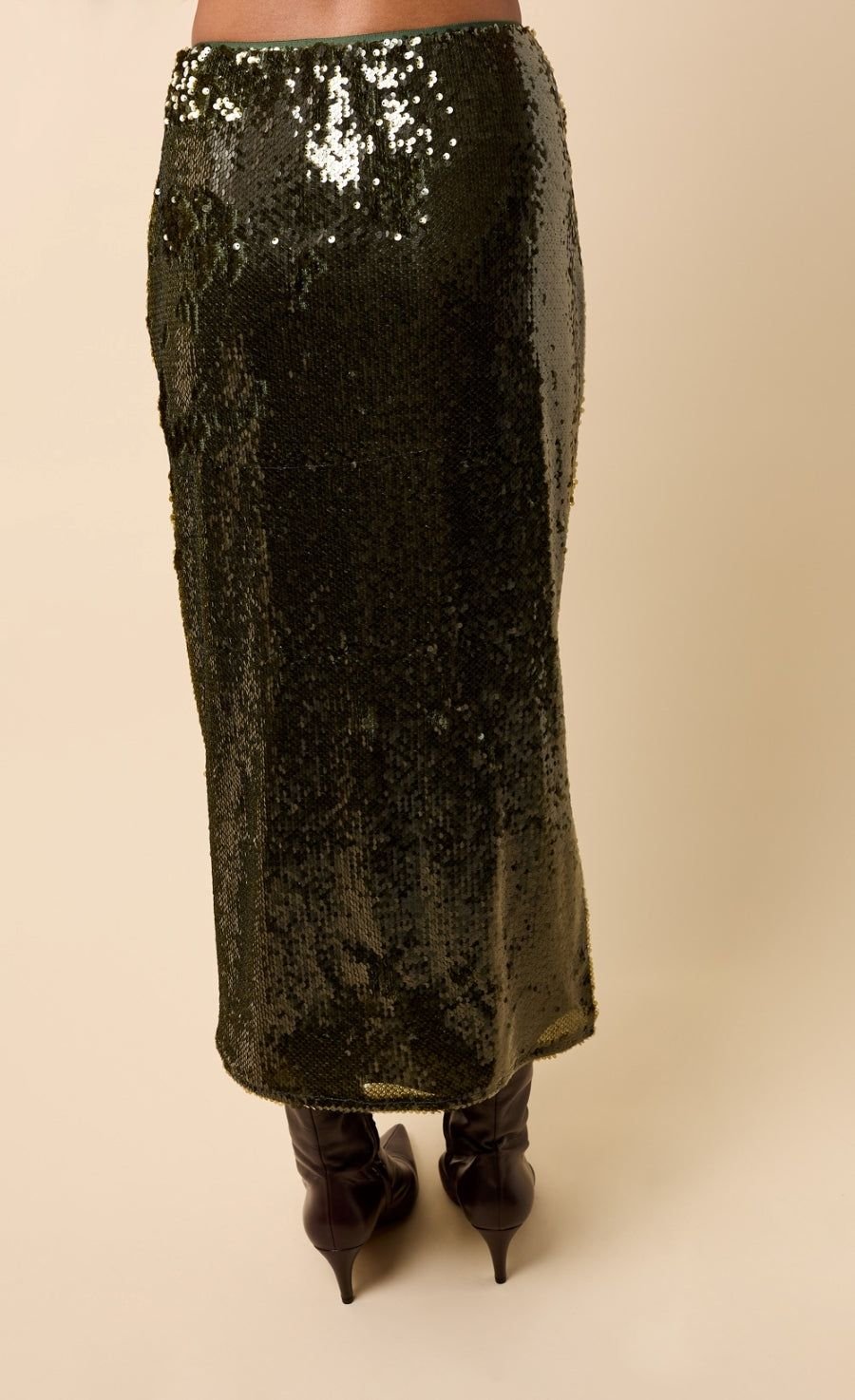 Little Mistress Little Mistress Women's Khaki Sequin Midaxi Skirt - 4