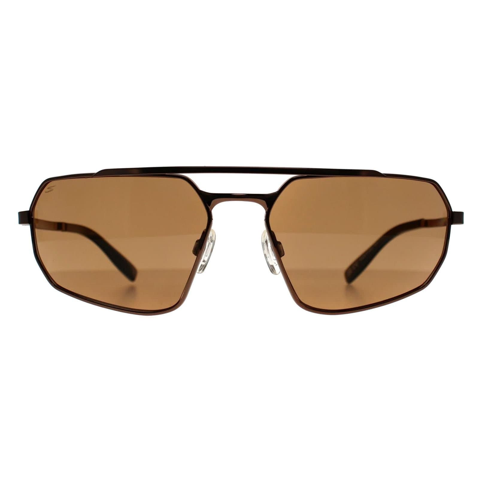 Serengeti Serengeti Men's Rectangle Shiny Bronze Saturn Polarized Drivers Photochromic Hinkley in Brown