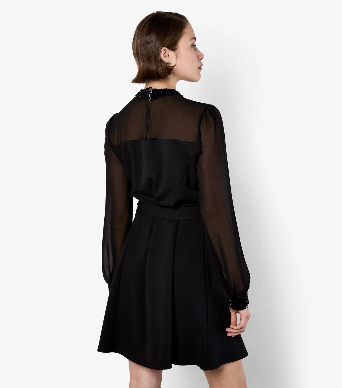 Apricot Women's Black Sequin Trim Belted Mini Dress Apricot New Look - 3