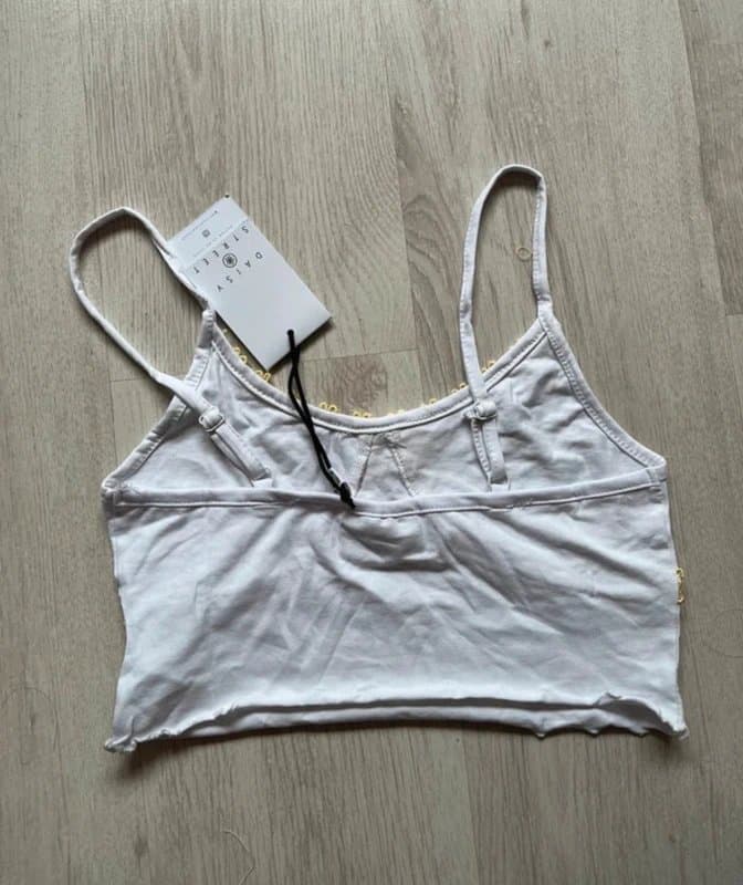 ASOS New Asos embroidered daisy trim cami top with adjustable straps y2k look
