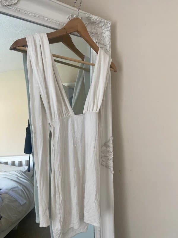 ASOS ASOS luxe white halter neck cross over dress