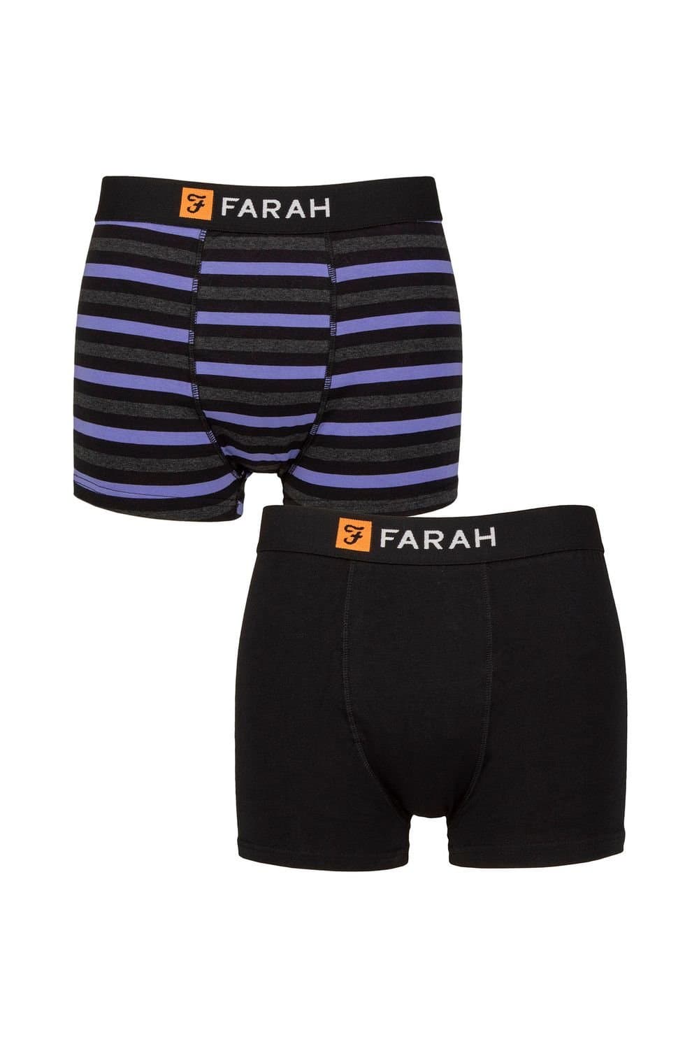 Farah FARAH Men's Mens 2 Pack Plain & Striped Cotton Classic Fitted Trunks in Purple