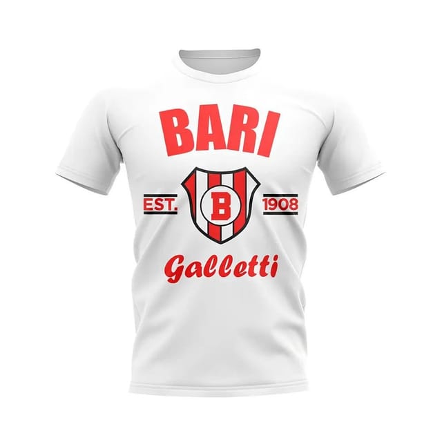 Bari Bari Men's Personalised Established Football T-Shirt White in Blue - 2