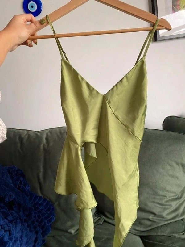 Bershka Satin Green Cami Top