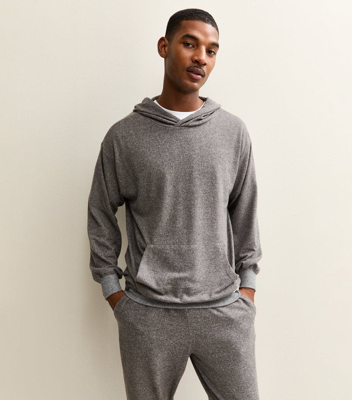 New Look Men's Grey Relaxed Super Soft Hoodie New Look