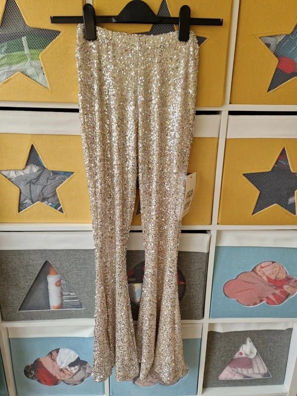 Never Fully Dressed Never fully dressed women's Silver Sequin Diva Trousers size 8 BNWT