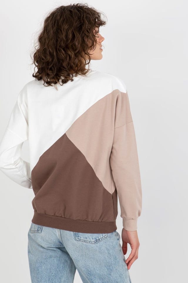 Love Lace Love Lace Women's Tricolor Long Sleeve Round Neck Sweatshirt Style 175192 in Brown - 3