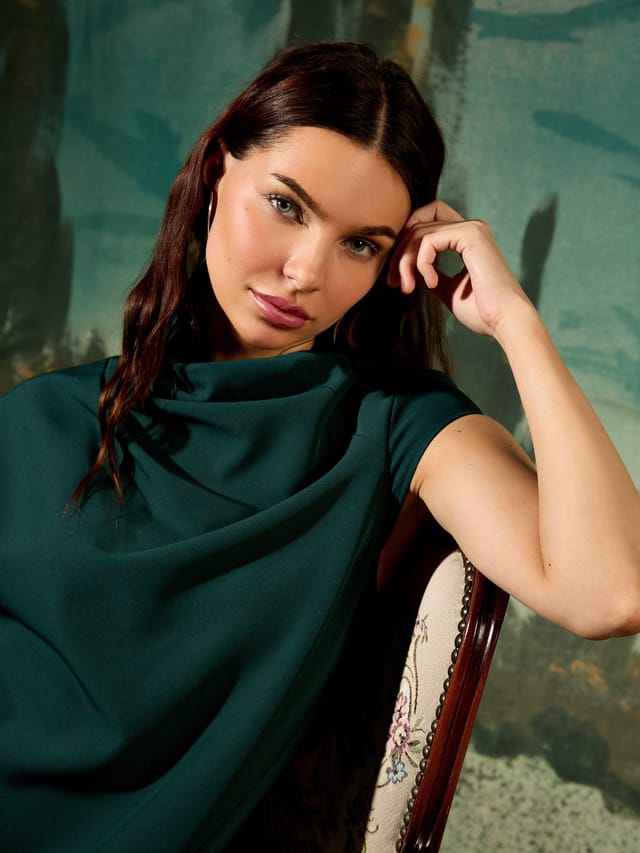 GWD by GEORGE W. DAVIES GWD by GEORGE W. DAVIES Women's GWD Rosalie Asymmetric Green Knee Length Dress - 2