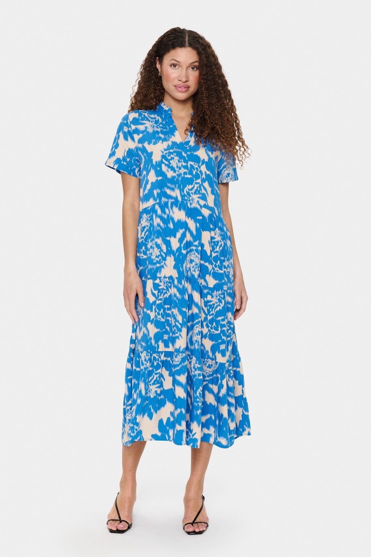 Saint Tropez Saint Tropez Women's EdaSz Short Sleeve Maxi Dress in Blue