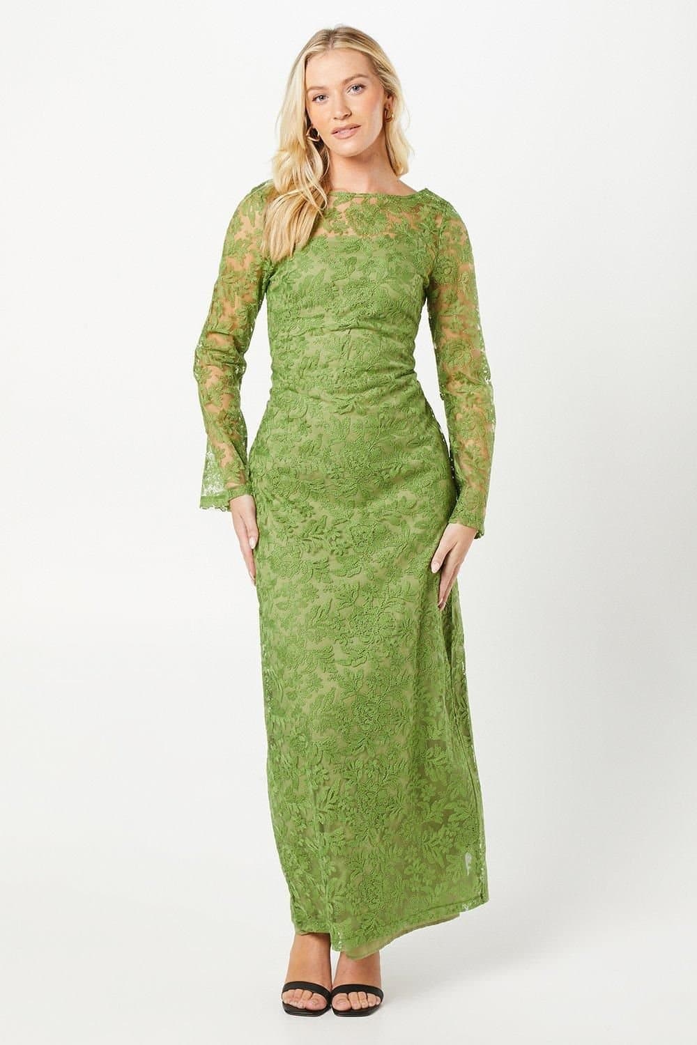 Debut London Debut London Women's by Coast Cami Lined Lace Maxi Dress in Olive