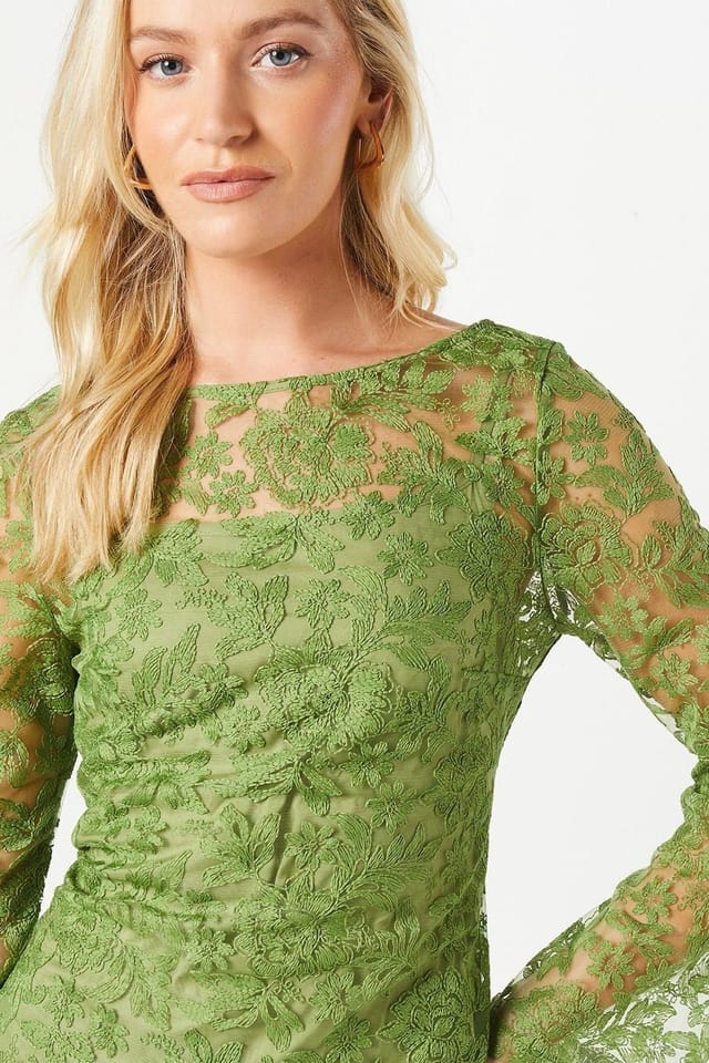Debut London Debut London Women's by Coast Cami Lined Lace Maxi Dress in Olive - 2