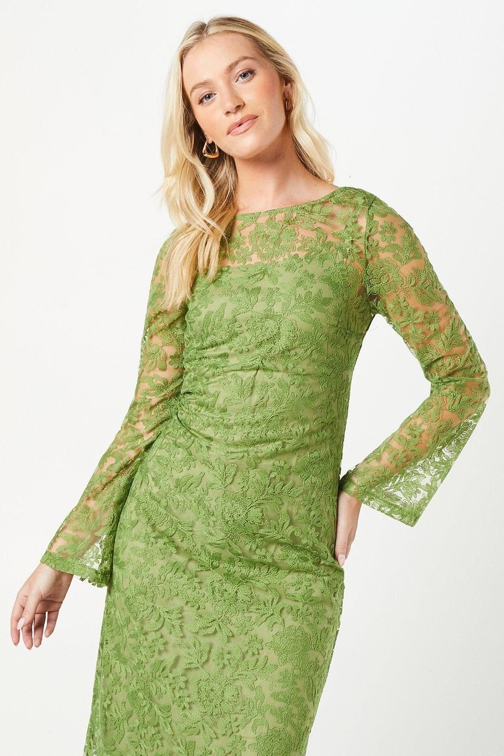 Debut London Debut London Women's by Coast Cami Lined Lace Maxi Dress in Olive - 4