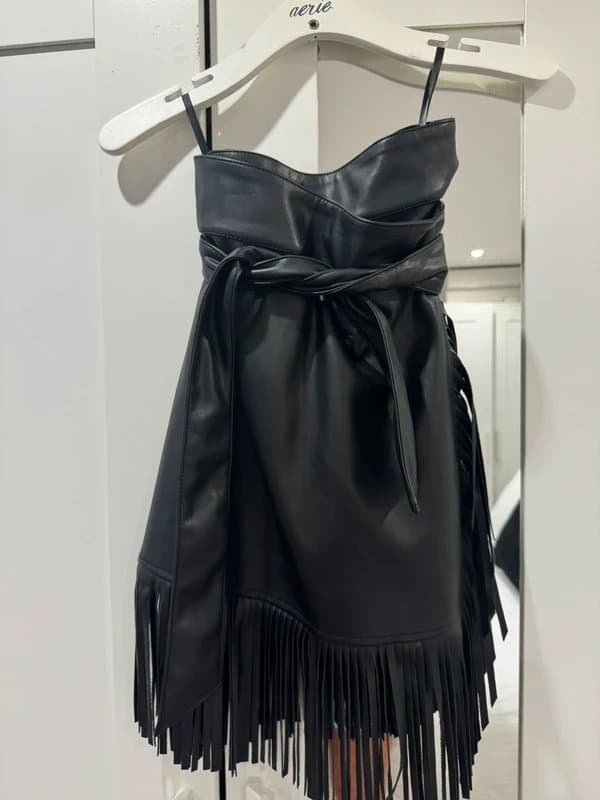 Never Fully Dressed Never fully dressed Black leather look fringed skirt