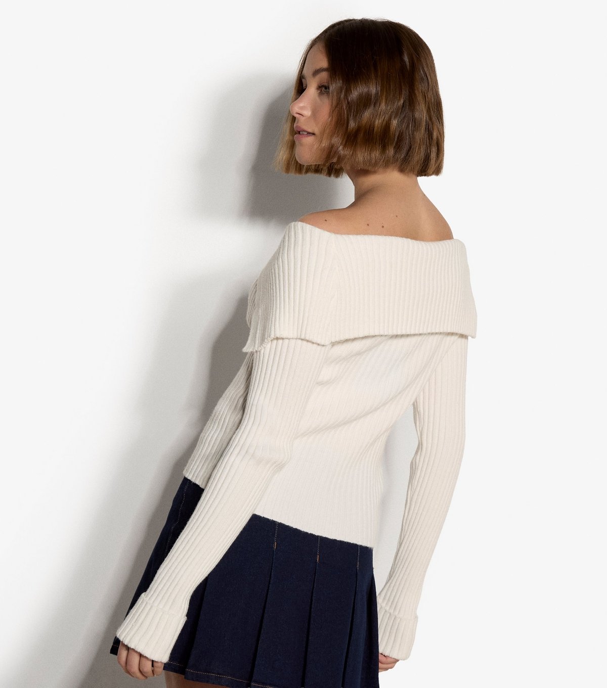 Apricot Women's Cream Ribbed Folded Collar Cardigan Apricot New Look - 3