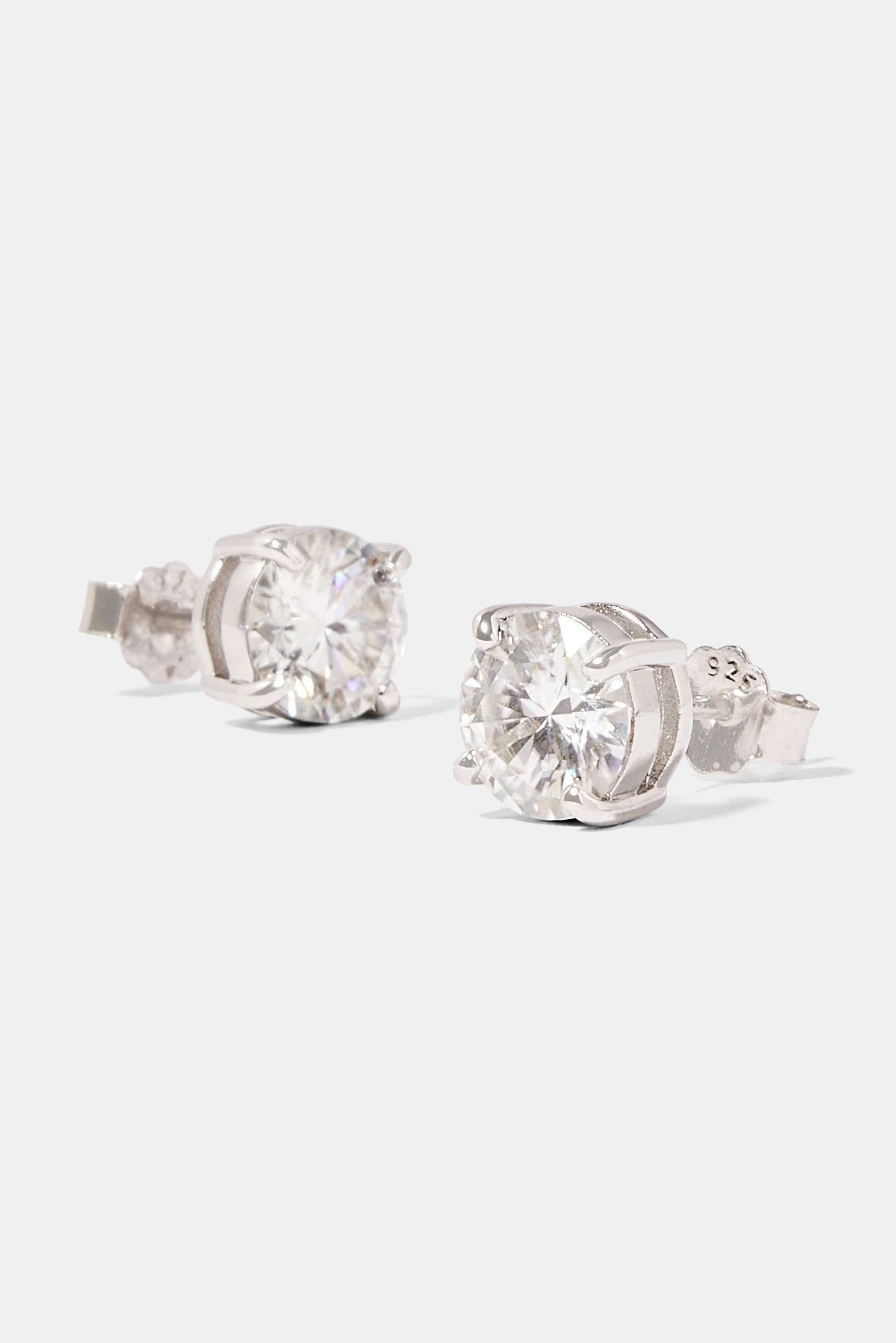 Cernucci Cernucci Men's Moissanite Stud Earrings - 8mm in Metallic Silver - 1