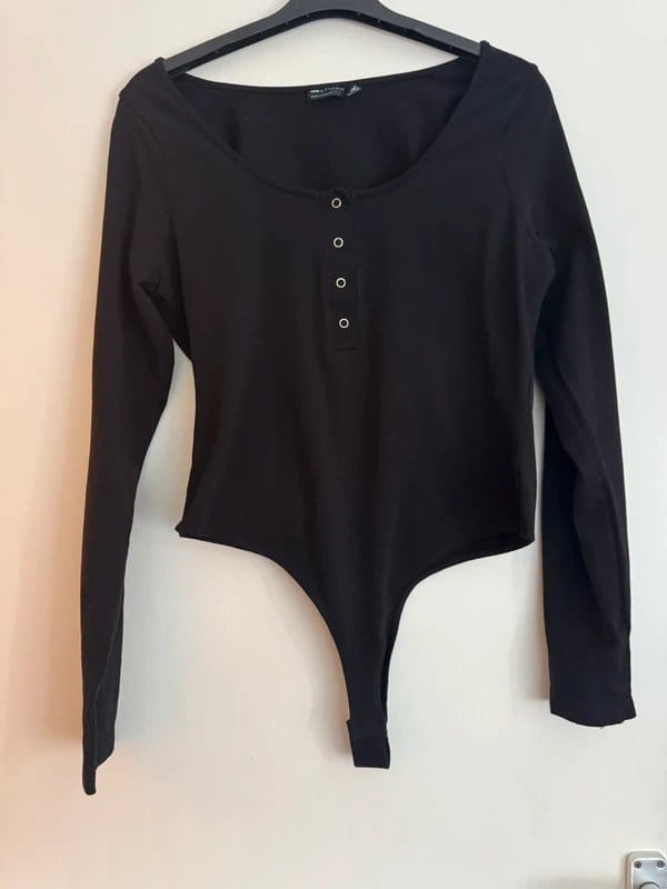 ASOS Black Bodysuit with Popper Detail
