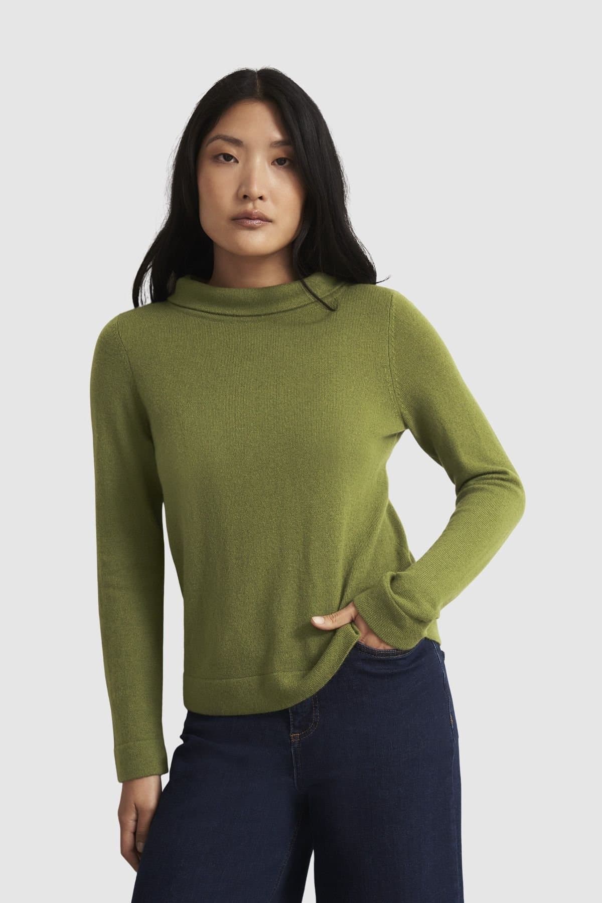 Hobbs London Hobbs London Women's Audrey Roll Neck Knitted Jumper in Olive