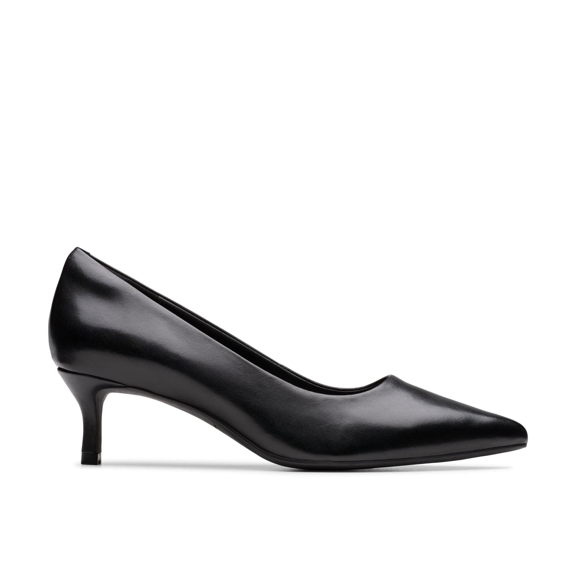 Clarks Clarks Women's Zarey Court Black Leather Court Shoes, Slip Ons, Heels