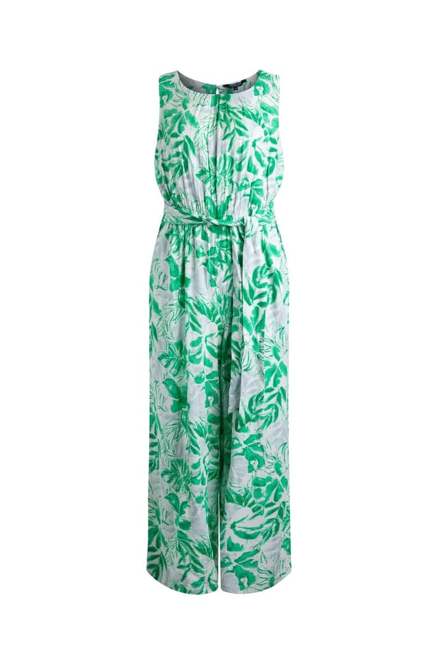 Weird Fish Weird Fish Women's Padra Wide Leg Printed Jumpsuit in Bright Green - 2