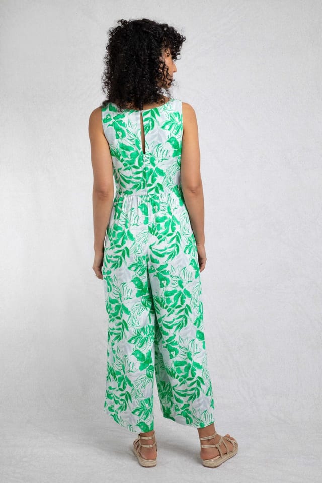 Weird Fish Weird Fish Women's Padra Wide Leg Printed Jumpsuit in Bright Green - 3