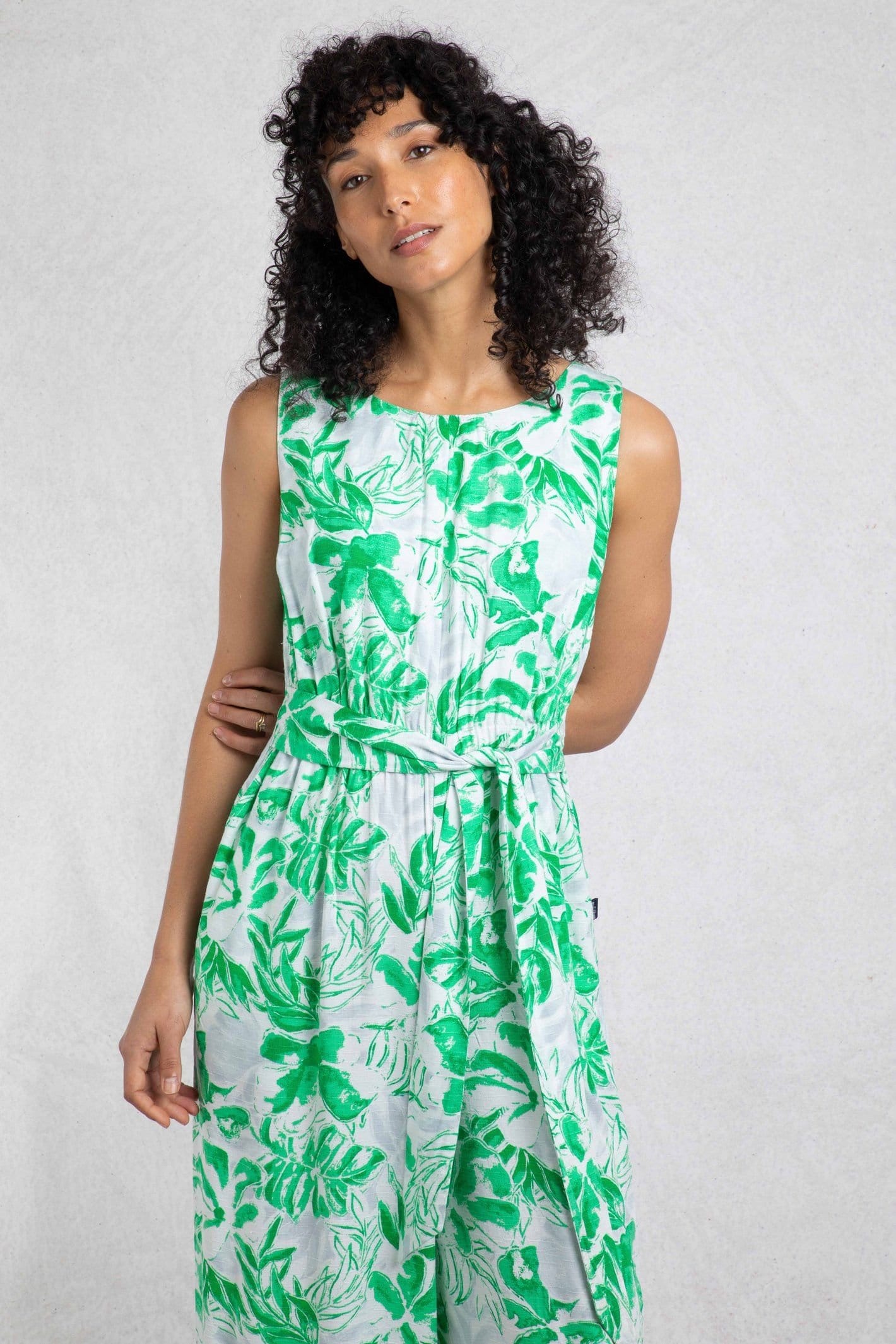 Weird Fish Weird Fish Women's Padra Wide Leg Printed Jumpsuit in Bright Green - 4