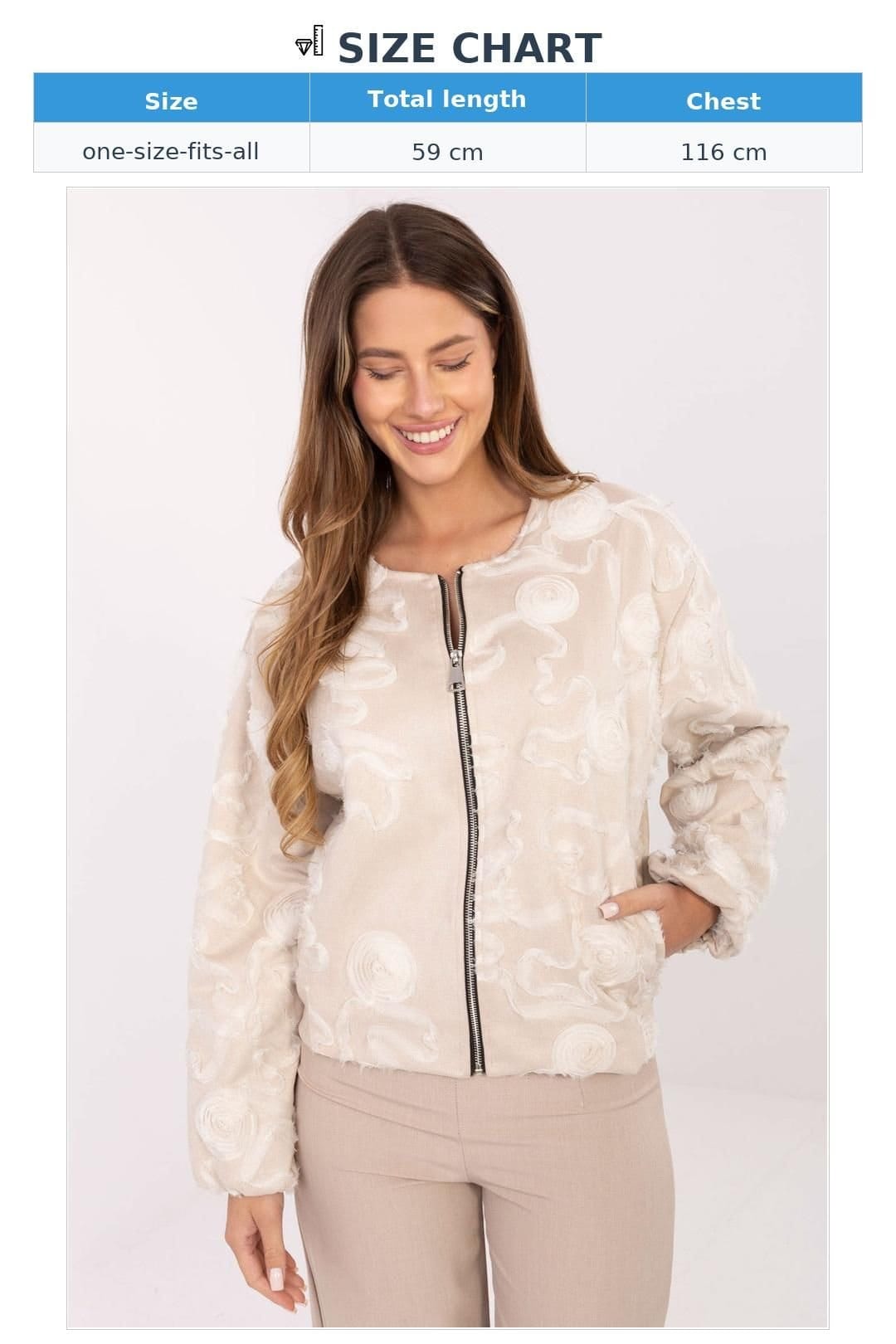 Love Lace Love Lace Women's Floral Texture Bomber Jacket in Beige - 4