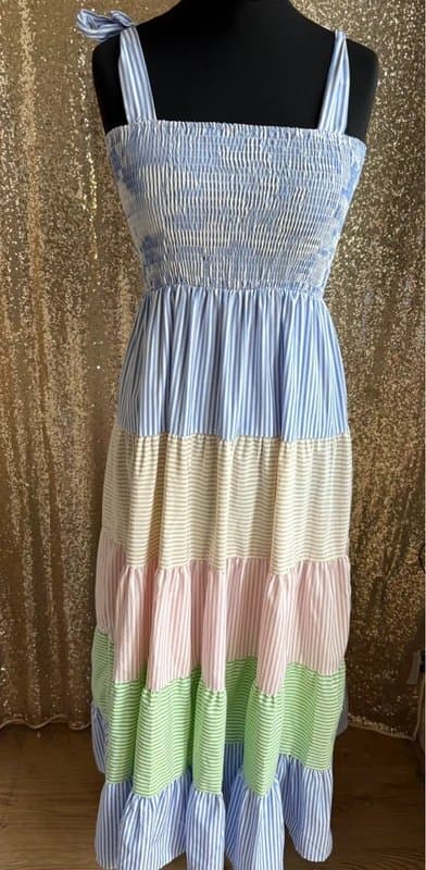 Golden Line Rainbow tiered maxi gypsy dress