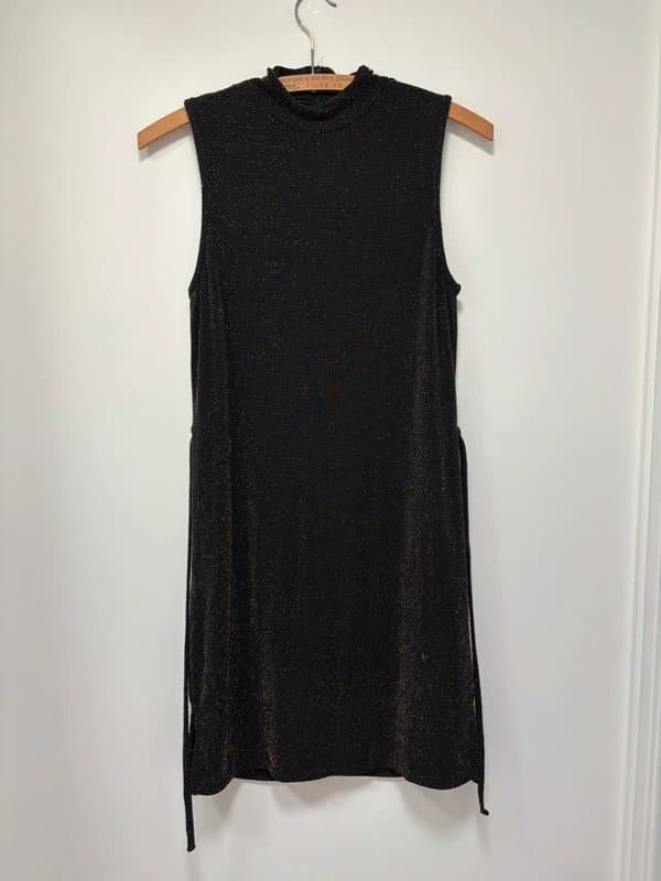 Bershka Bershka Black & Gold Sparkle Sleeveless Mini Dress Size M
