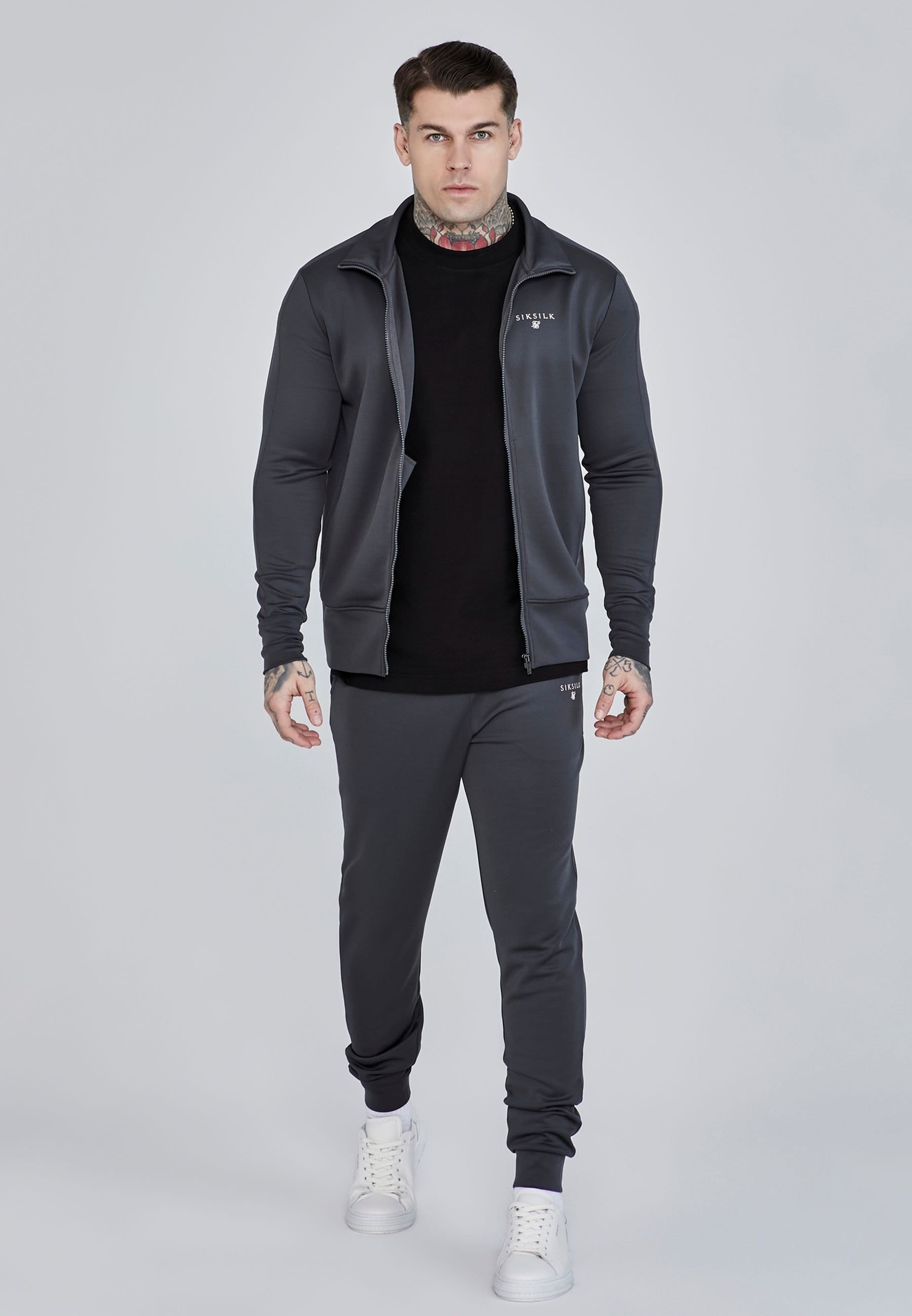 SikSilk SikSilk Men's Essentials Poly Track Pants in Grey - 4