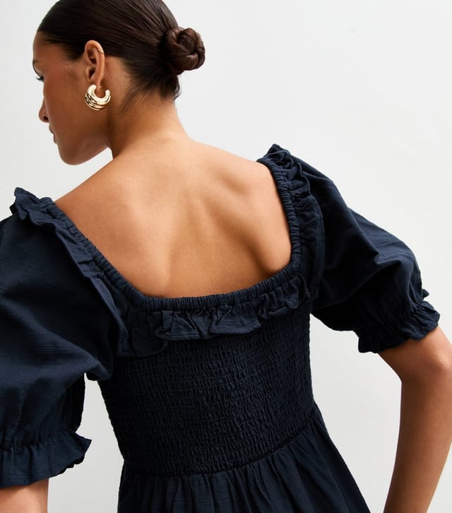 New Look Women's Navy Puff Sleeve Midi Dress New Look - 2