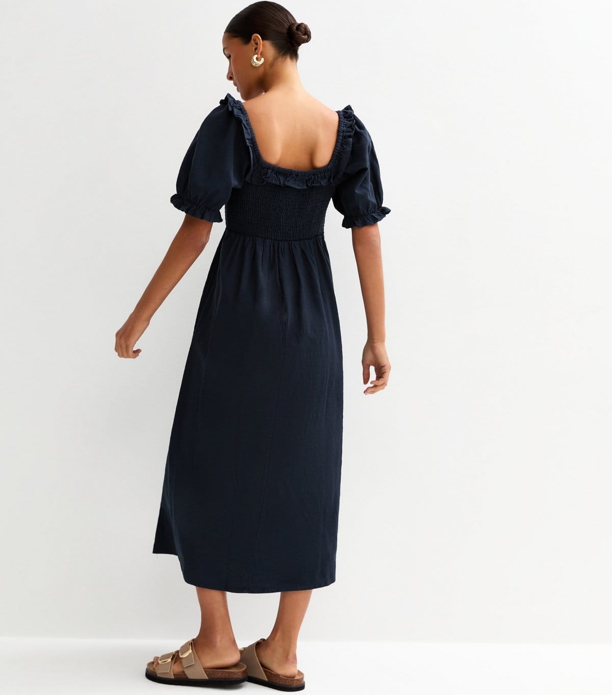 New Look Women's Navy Puff Sleeve Midi Dress New Look - 4