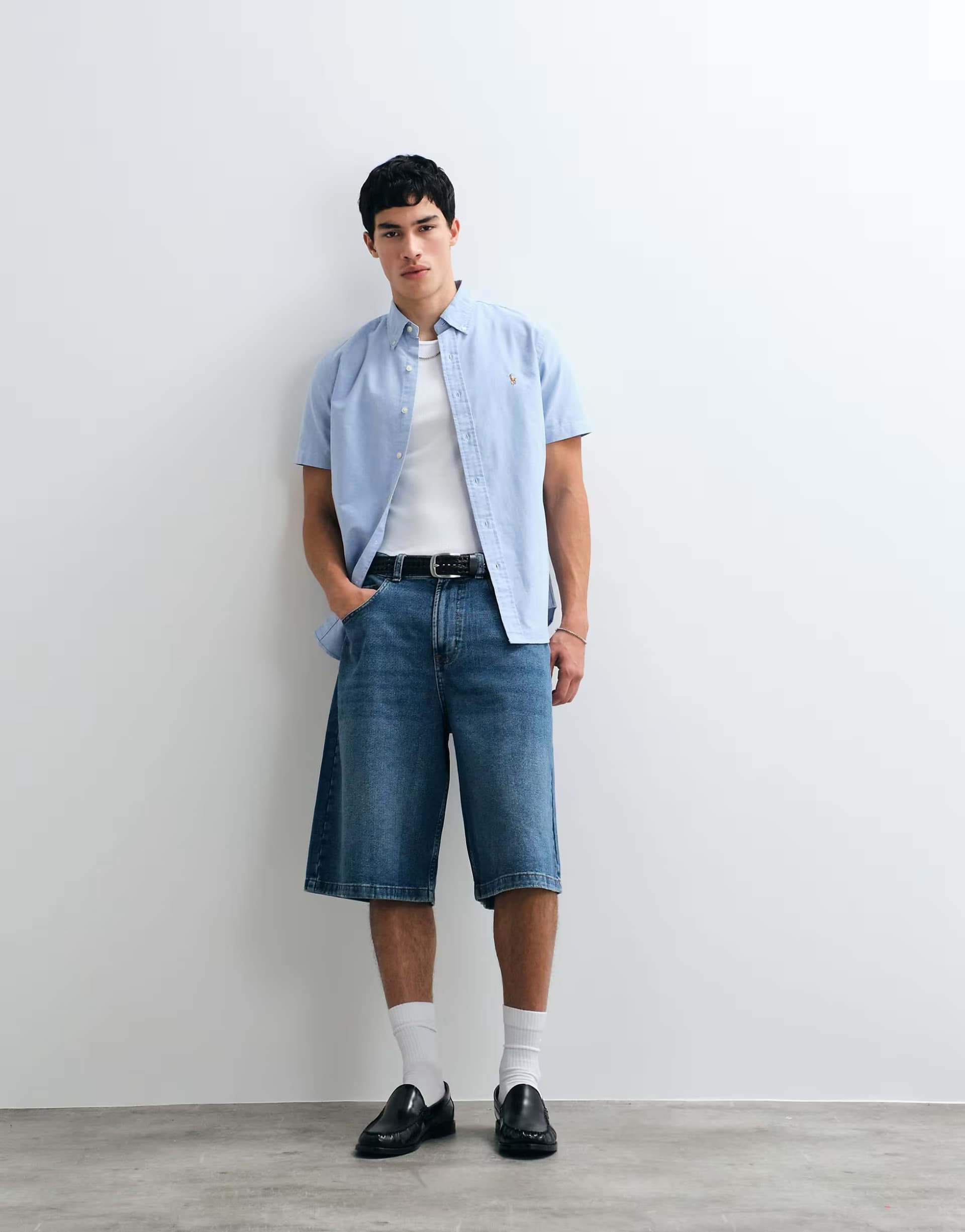 ASOS Polo Ralph Lauren classic oxford short sleeve custom fit in blue