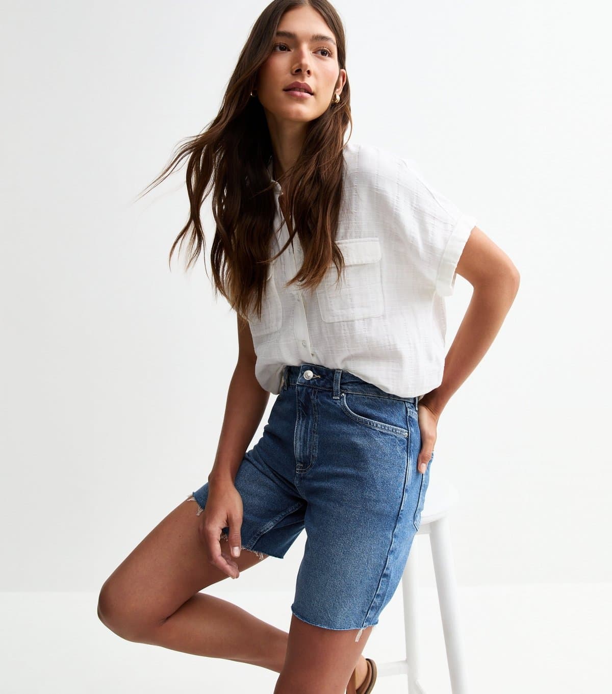 New Look New Look Blue Denim Bermuda Shorts for Women