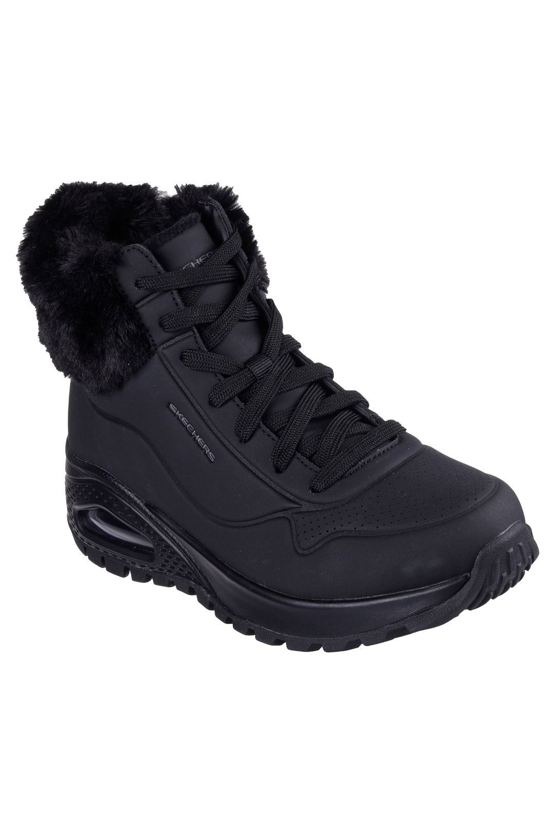 Skechers Skechers Women's UNO RUGGED Faux Fur Collar Lace Up Sneaker Boot W/ Air-Cooled Mf Black - 4