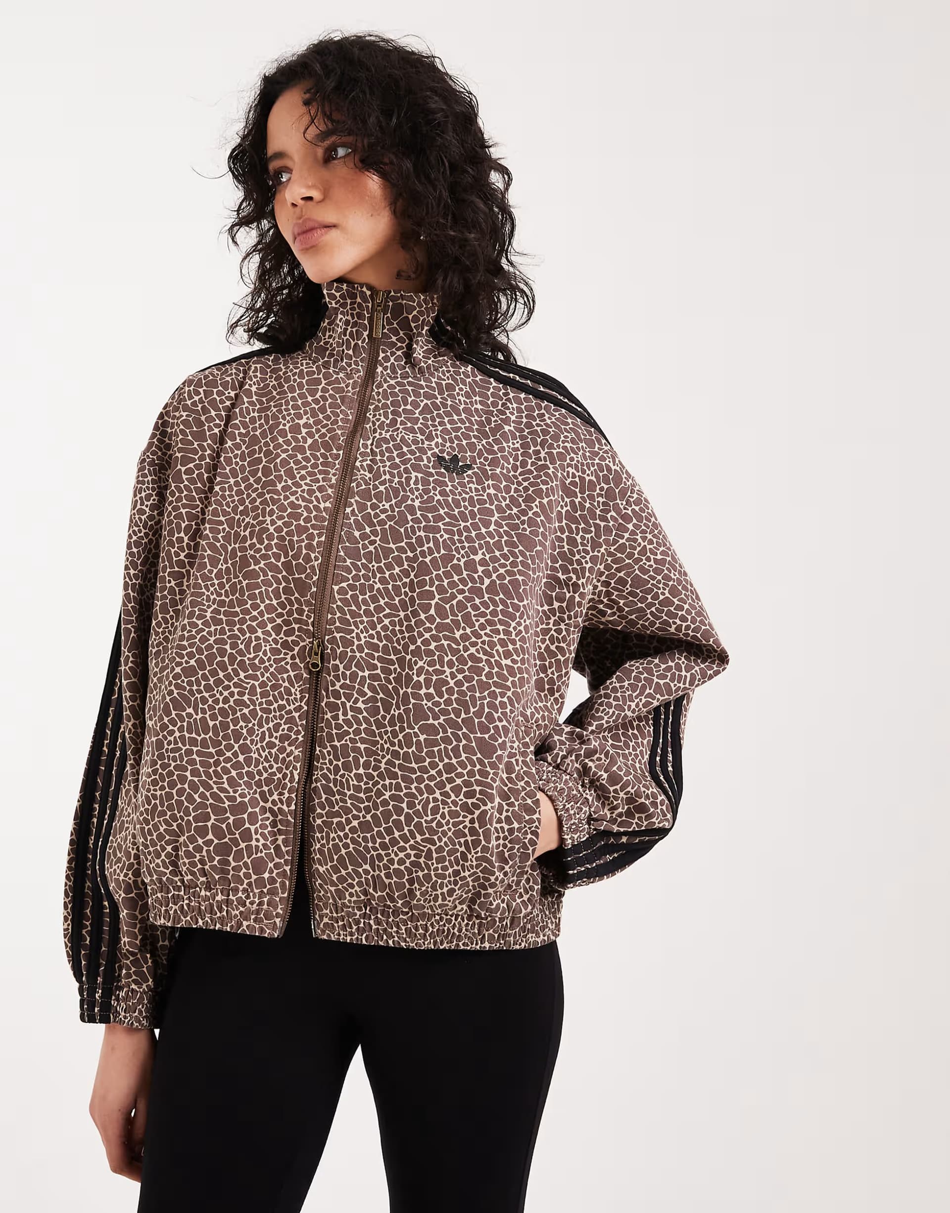 ASOS adidas Originals Firebird oversized track top in leopard print