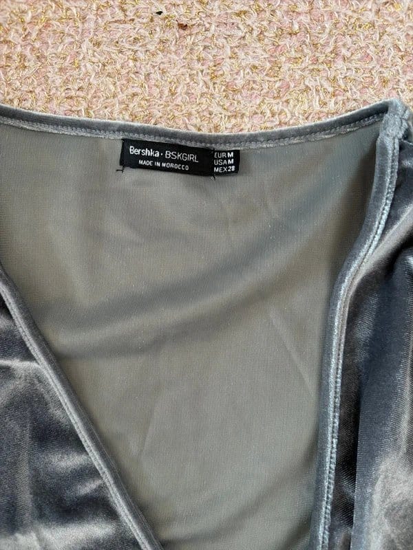 Bershka Grey Velvet Ballet Wrap Size Medium