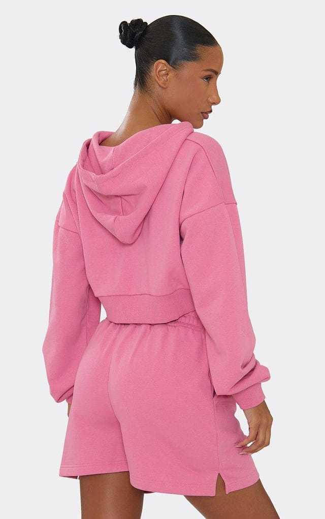 EGO Low Rise Split Leg Detail Sweat Shorts In Hot Pink, Women's Size UK 6 - 2