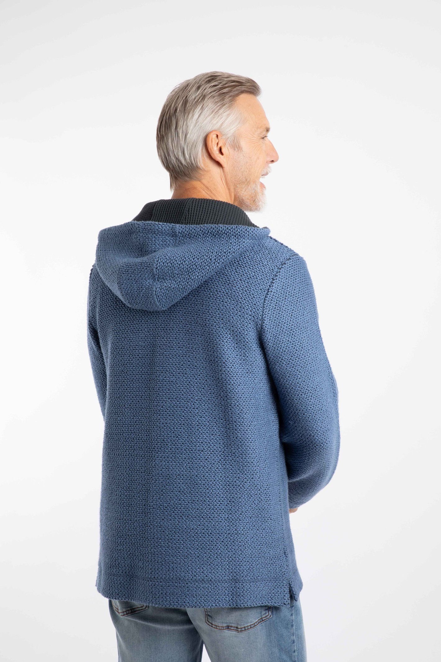 Weird Fish Weird Fish Men's Bakersfield Button Neck Macaroni Hoodie in Mid Blue - 3