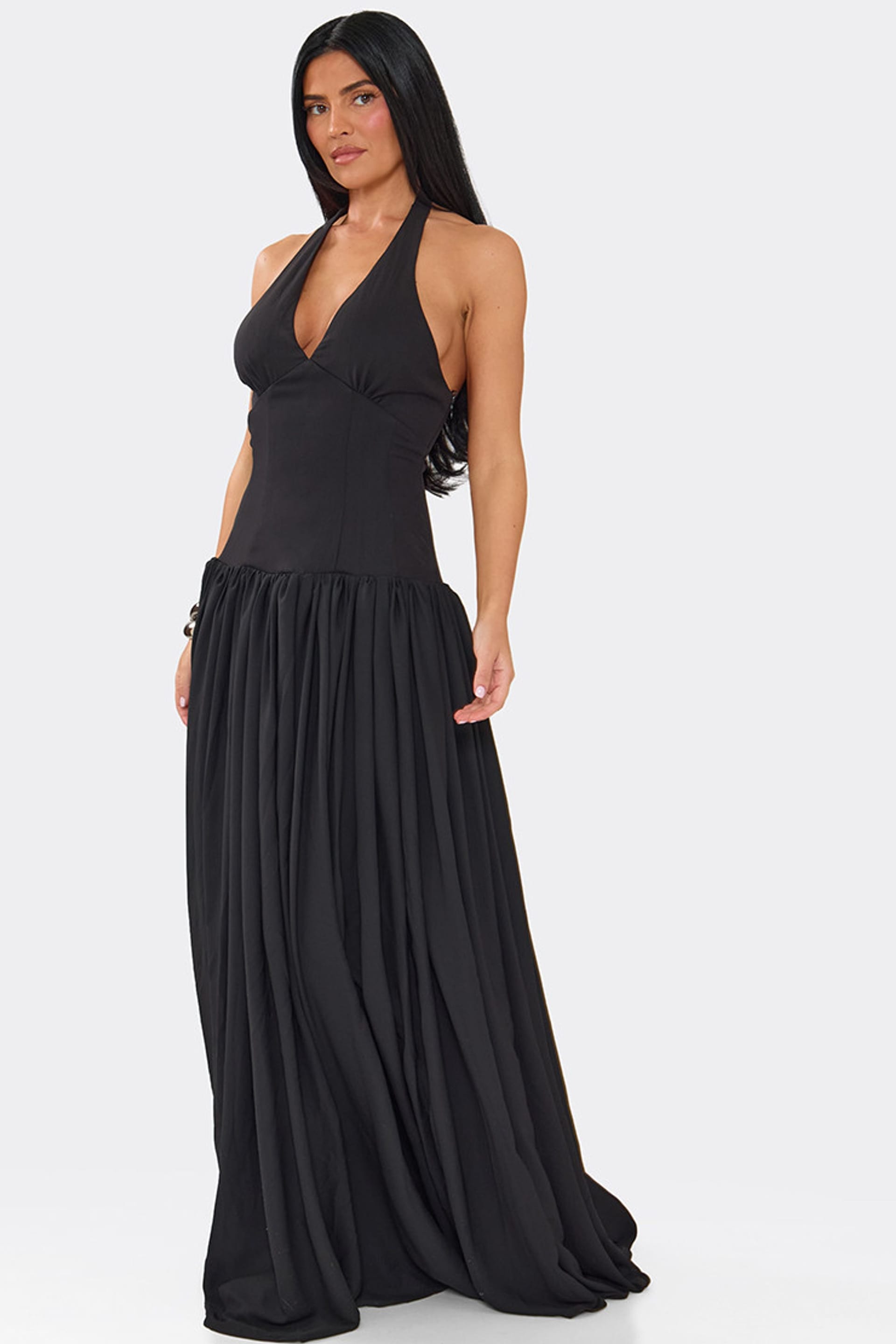 EGO EGO Women's Corset Style Sleeveless Lace Up Woven Maxi Dress in Black - 4