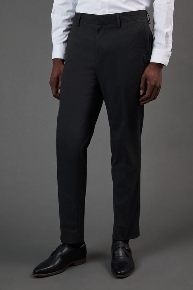 Burton Burton Men's Charcoal Slim Fit Essential Suit Trousers - 2