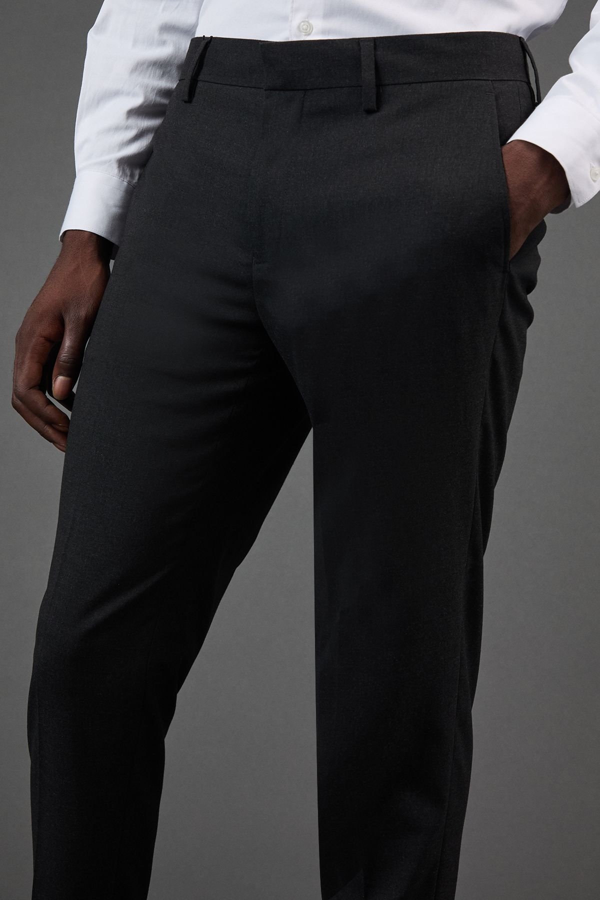 Burton Burton Men's Charcoal Slim Fit Essential Suit Trousers - 4