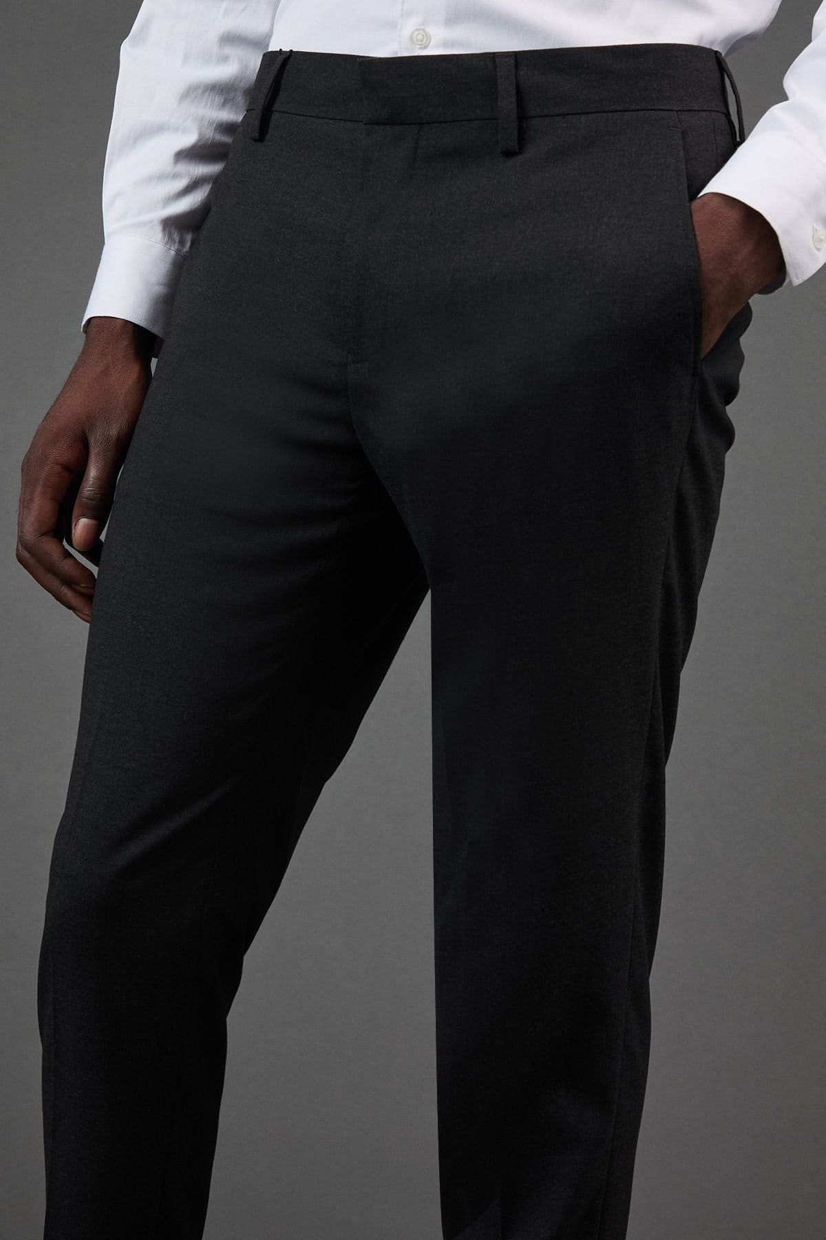 Burton Burton Men's Charcoal Slim Fit Essential Suit Trousers - 4