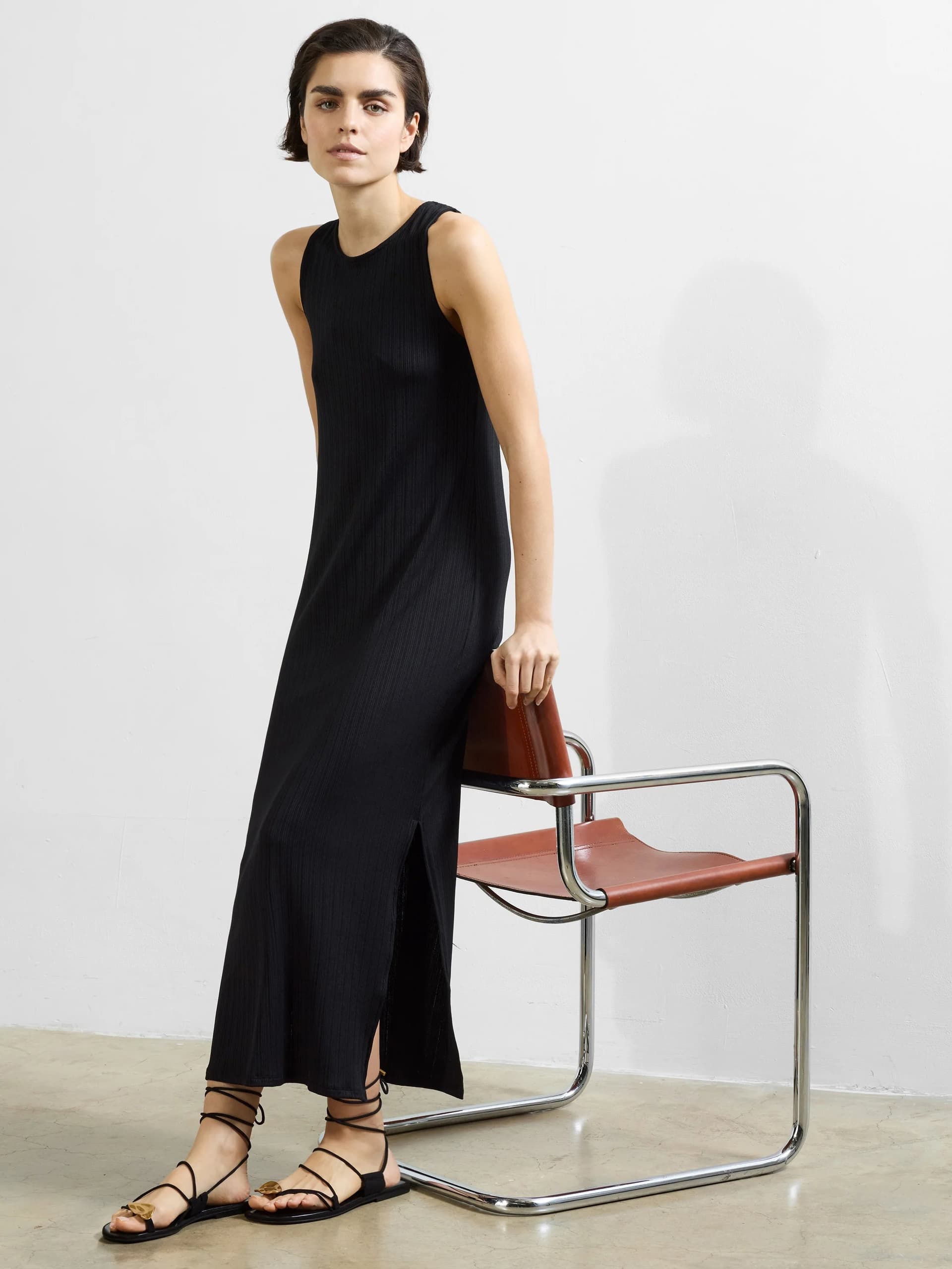 French Connection Mia Textured Jersey Maxi Dress Black