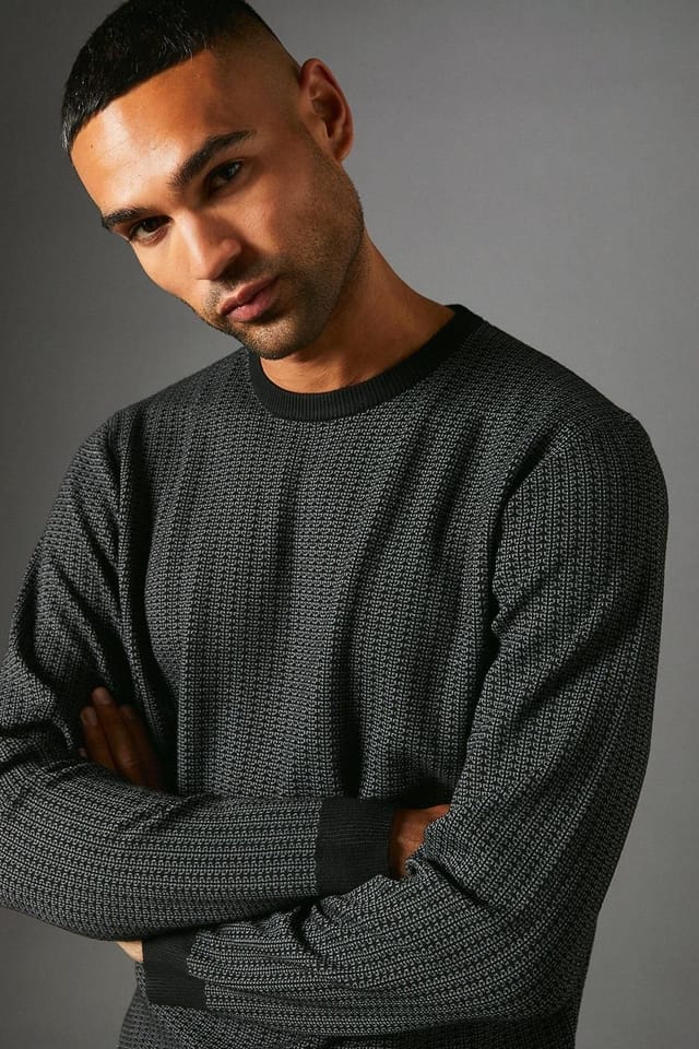 Burton Burton Men's Patterned Crew Neck Jumper in Black - 2