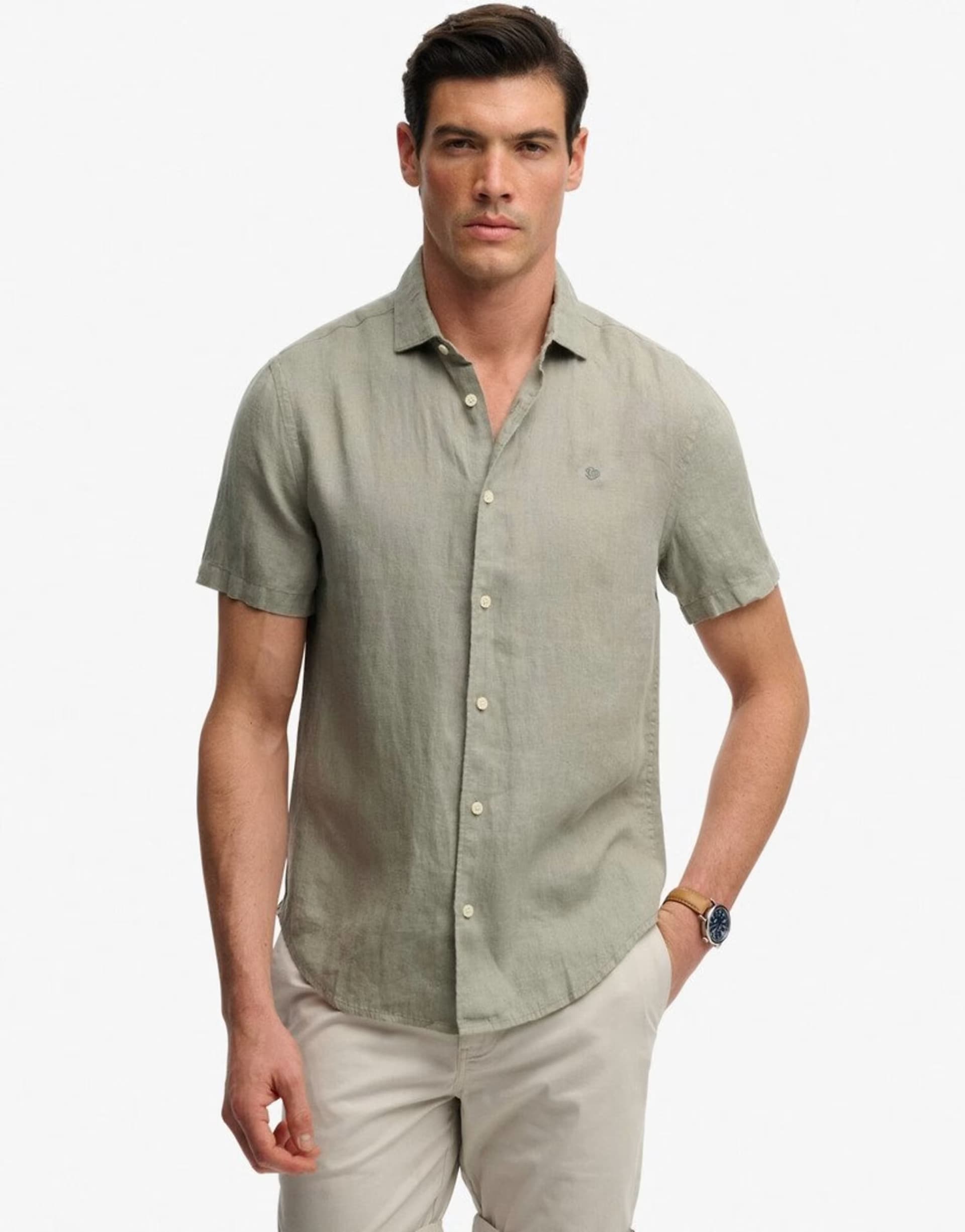 ASOS ASOS Bay Green Linen Short Sleeve Shirt