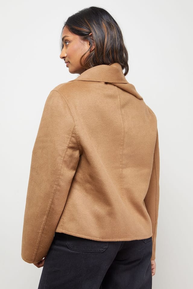 Oasis Oasis Women's Stitched Scarf Longline Jacket Coat in Chocolate - 3