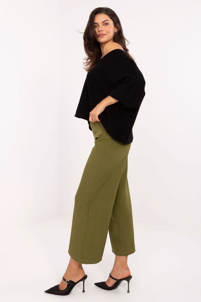 Love Lace Love Lace Women's Elegant High Waist Culotte Trousers in Green - 2