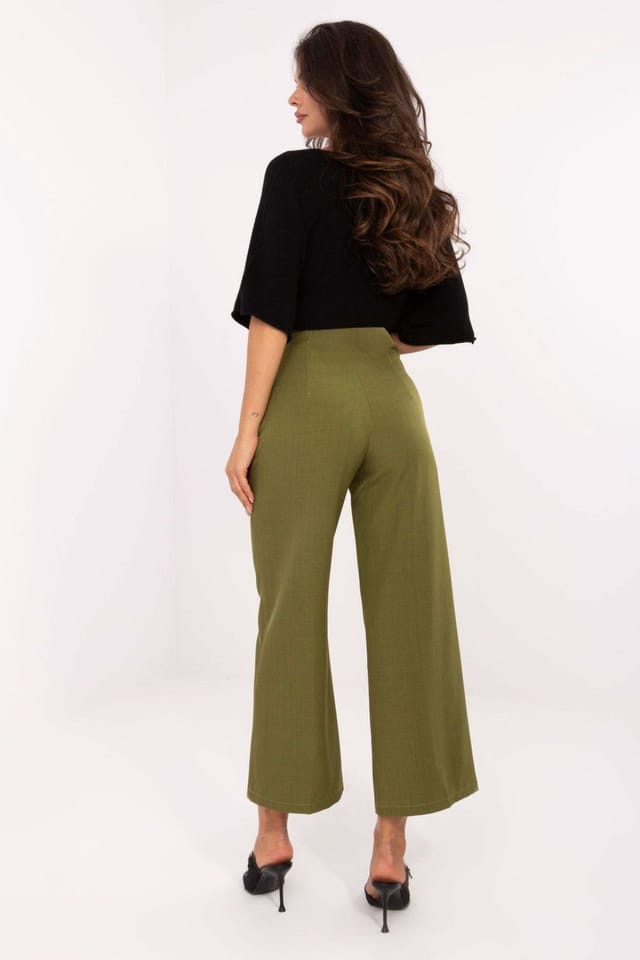 Love Lace Love Lace Women's Elegant High Waist Culotte Trousers in Green - 3