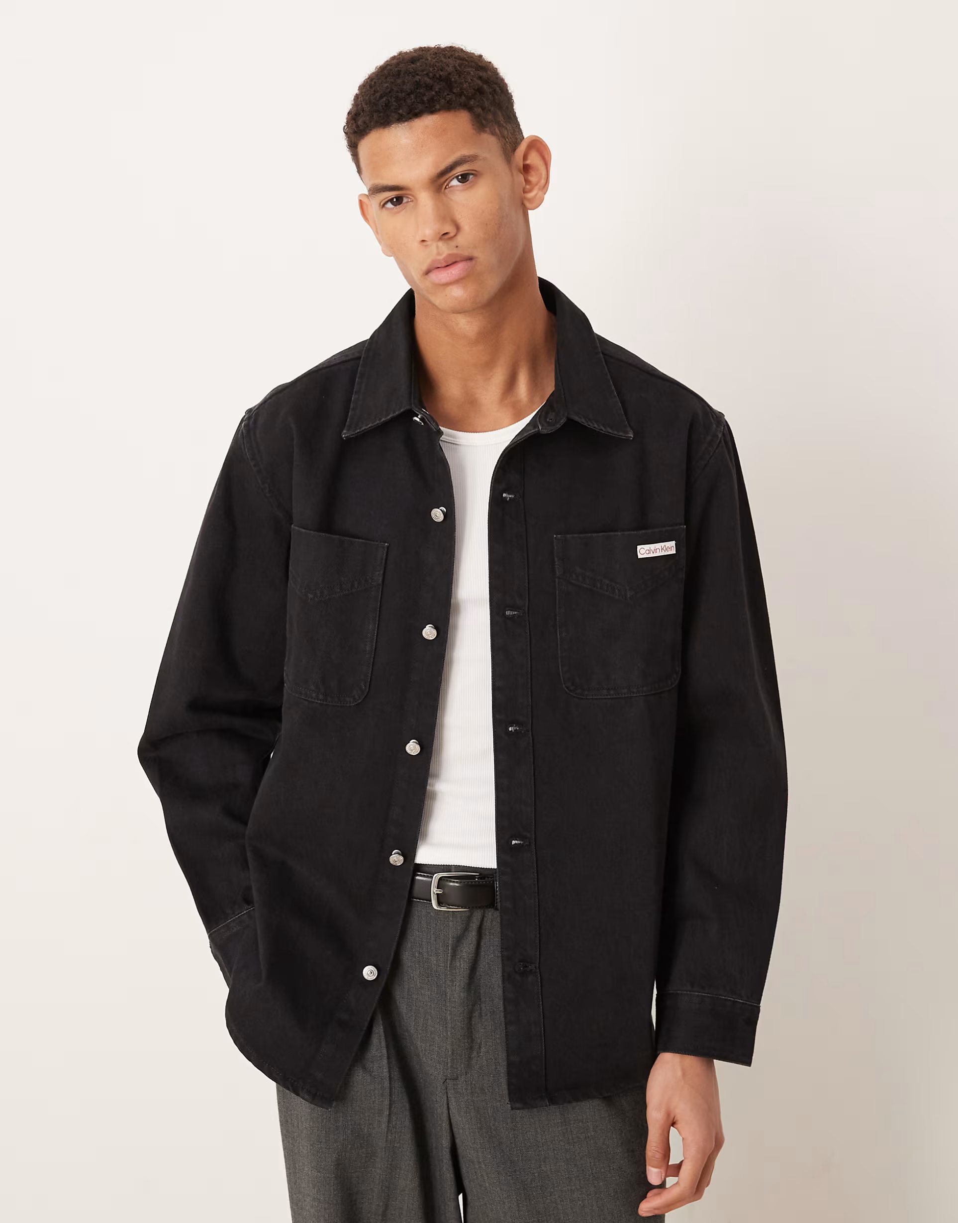 ASOS Calvin Klein Jeans Jackson denim overshirt in black